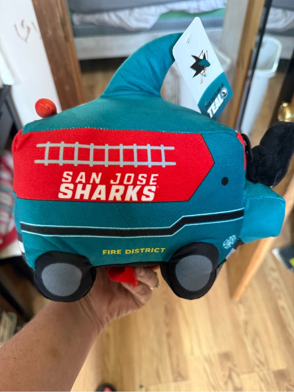 Teal Plush Fire Truck Toy San Jose Sharks